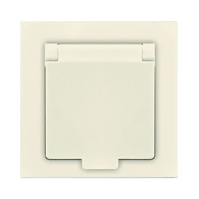 Розетка 1-м СП Афина 16А IP20 с заземл. с крышкой в сборе сл. кость (ivory) Universal A0029-I