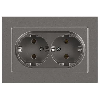Розетка 2-м СП Accent 6-205-09 16А IP20 250В 2P+E Schuko AL/CU титан Intro Б0063500