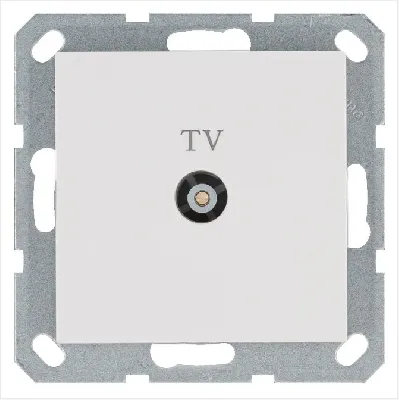 Розетка телевизионная оконечная TV Ф9.5мм механизм бел. глянцевый Jasmart G6001W