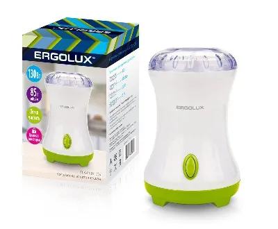 Кофемолка электрич. ELX-CG01-C34 130Вт 220-240В 85г бел./салат. Ergolux 13977