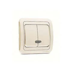 Выключатель 2-кл. СП Mimoza 10А IP20 с подсветкой крем./крем. Makel 25023