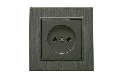 Розетка 1-м Karea LINE STAR без заземл. дым. металлик Makel 86050022