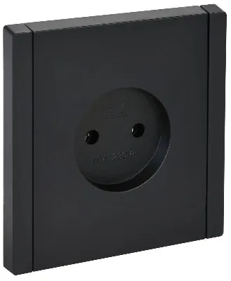 Розетка 1-м СП FORTE&PIANO FP118 10А без заземл. без защ. шторок винт. крепл. черн. IEK FP-R10-10-K02