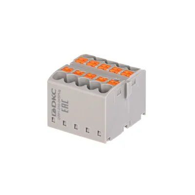 Блок распределительный зажим push-in 10 точек подключения 2.5кв.мм сер. DKC DTP1-010-04SPUG