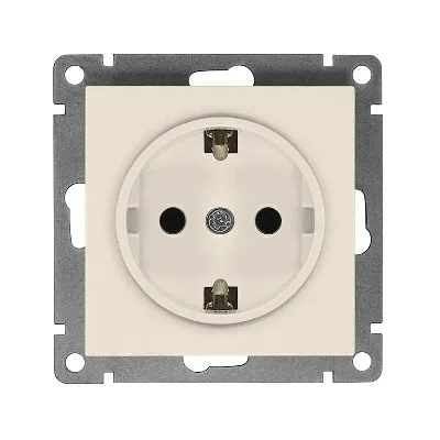 Розетка 1-м СП Афина 16А IP20 с заземл. механизм сл. кость (ivory) Universal A0028-I
