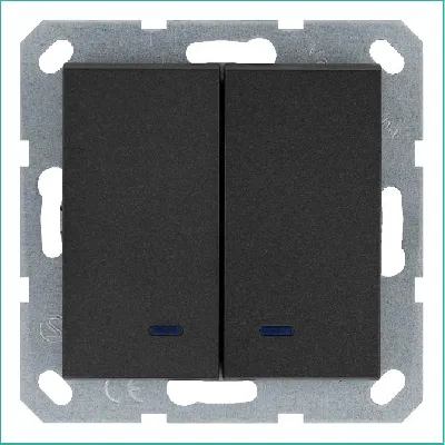 Выключатель 2-кл. 10А IP20 с подсветкой механизм антрацит Jasmart G3023NB