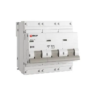 Выключатель автоматический модульный 3п D 10А 10кА ВА 47-100 PROxima EKF mcb47100-3-10D-pro