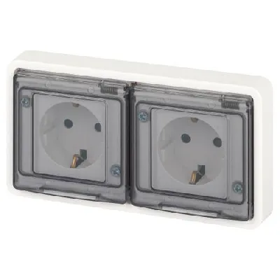 Розетка Эксперт 11-2524-01 2х2P+E гориз. IP55 шторки 16А-250В СУ бел. Эра Б0063254