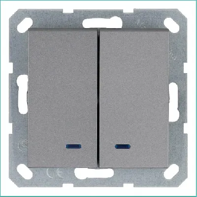 Выключатель 2-кл. 10А IP20 с подсветкой механизм алюм. Jasmart G3023NS