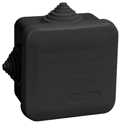 Коробка распаячная ОП 70х70х40 IP44 КМ41236 4 гермовводов черн. IEK UKO21-070-070-040-K02-44