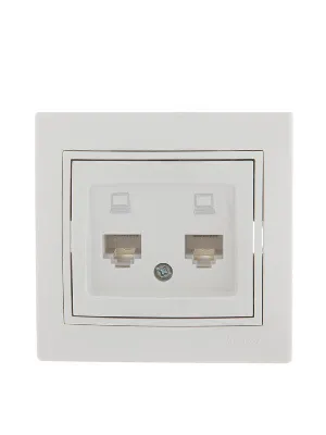 Розетка компьютерная 2-м СП Mira RJ45 бел./бел. LEZARD 701-0202-141