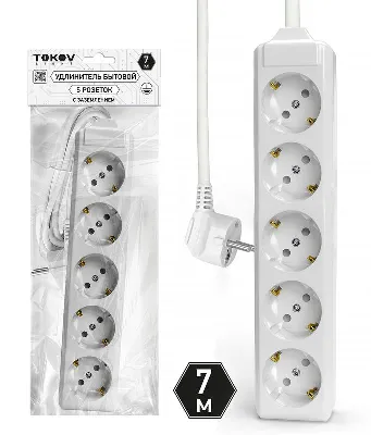 Удлинитель 5х7м с заземл. 10А 3х1.5 TOKOV ELECTRIC TKL-C01-BU5-7-1.5-Z
