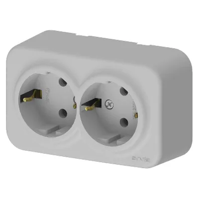 Розетка 2-м СП ARIA 16А IP20 с заземл. сер. ARVIA 25 22 1000 907