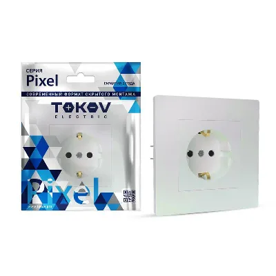 Розетка 1-м СП Pixel 16А IP20 с заземл. защ. шторки в сборе перламутр. TOKOV ELECTRIC TKE-PX-R1FZSF-C04