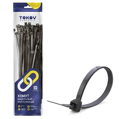 Хомут кабельный нейлоновый черн. 4.8х300 (уп.100шт) TOKOV ELECTRIC TKE-HNS-4.8-300-B/100