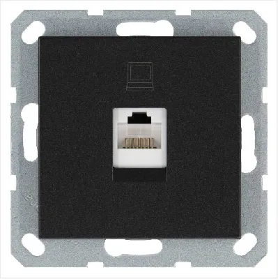 Розетка компьютерная 1-м RJ45 IP20 кат. 5E механизм антрацит Jasmart G6105B
