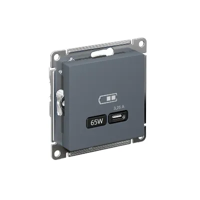 Розетка USB AtlasDesign тип C 65Вт QC PD высокоскор. ЗУ механизм грифель SE ATN000727