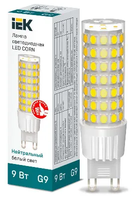 Лампа светодиодная Corn 9Вт капсульная 4000К нейтр. бел. G9 230В керамика IEK LLE-Corn-9-230-40-G9