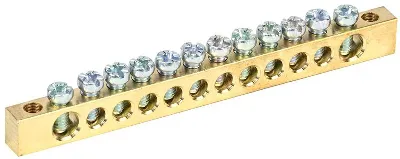 Шина PEN "земля-ноль" 6х9мм 12/2 (12групп/крепеж по краям) IEK YNN11-12-100
