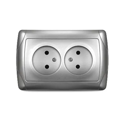 Розетка 2-м СП Маргарита 16А IP20 без заземл. серебр. UNIVersal М0102-S