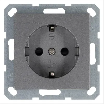 Розетка 1-м Shuko 16А IP20 с заземл. защ. шторки механизм алюм. Jasmart G5501S