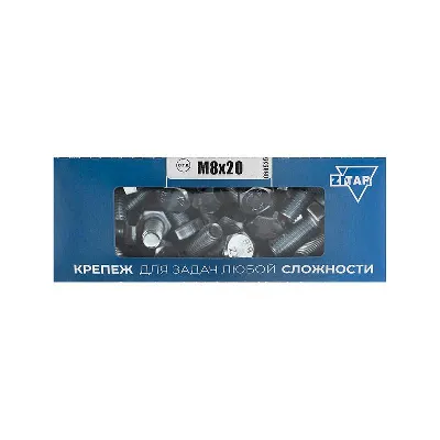 Болт с шестигранной головкой М8х20 DIN 933 класс прочн. 8.8 оцинк. (коробка) (уп.50шт) Tech-Krep/Zitar 105207