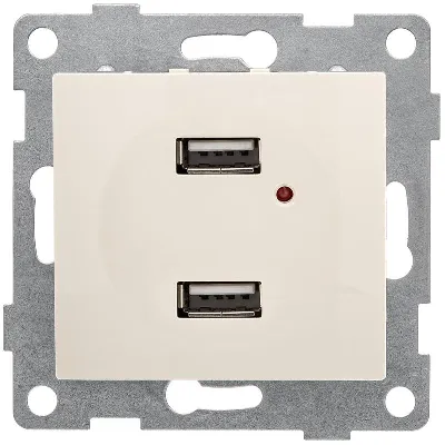 Розетка USB 2-м СП Bravo механизм беж. GUSI С10USB2-003
