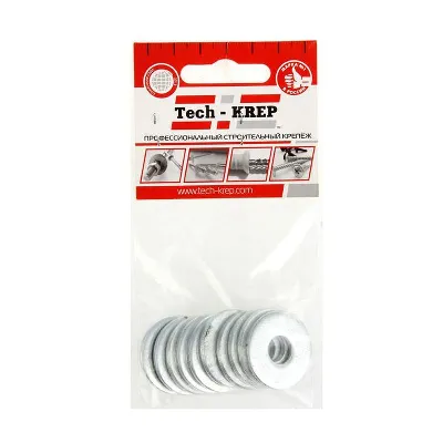 Шайба кузовная M10 цинк. DIN 9021 (уп.10шт) пакет Tech-Krep 103039