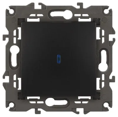 Выключатель 1-кл. СП Elegance 14-1102-05 10А IP20 250В 10AX с подсветкой механизм антрацит Эра Б0034219