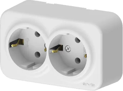 Розетка 2-м СП ARIA 16А IP20 с заземл. бел. ARVIA 25 01 1000 907