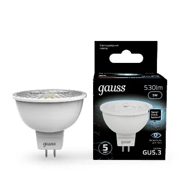 Лампа светодиодная Black 5Вт MR16 софит 4100К нейтр. бел. GU5.3 530лм GAUSS 101505205