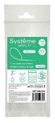 Стяжка кабельная 100х2.5 бел. (уп.100шт) SE IMT10025W