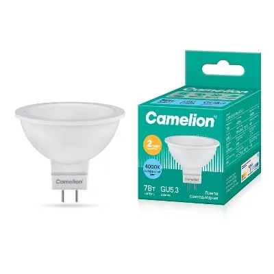 Лампа светодиодная LED7 JCDR/845/GU5.3 7Вт рефлектор матовая 4500К бел. GU5.3 495лм 170-265В Camelion 11657