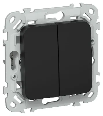Выключатель проходной 2-кл. СП FLITE ВС62-1-0-ФлЧ 10А механизм черн. IEK FI-V22-0-10-1-K02