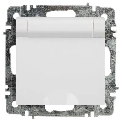 Розетка 1-м СП Accent 6-203-01 16А IP20 250В 2P+E Schuko с крышкой AL/CU бел. Intro Б0063709