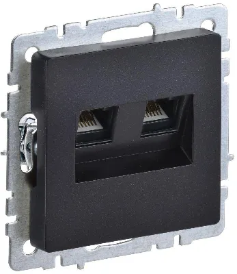 Розетка компьютерная двойн. СП RJ45 кат.5E BRITE РК10-2-БрЧ механизм черн. IEK BR-K20-1-K02