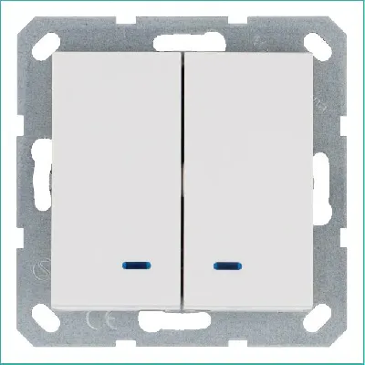 Выключатель 2-кл. 10А IP20 с подсветкой механизм бел. глянцевый Jasmart G3023NW