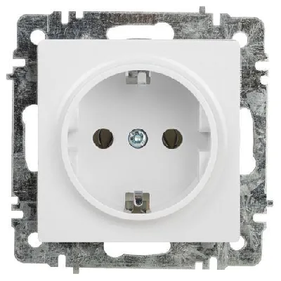 Розетка 1-м СП Accent 6-202-01 16А IP20 250В 2P+E Schuko AL/CU бел. Intro Б0063678