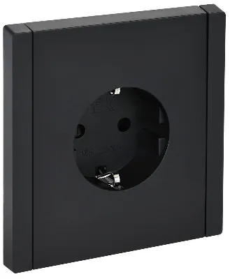 Розетка СП FORTE&PIANO FP115 16А с заземл. защ. шторки винт. крепл. черн. IEK FP-R14-16-K02