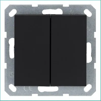 Переключатель проходной 2-кл. 10А IP20 механизм черн. матов. soft touch Jasmart G3022PB
