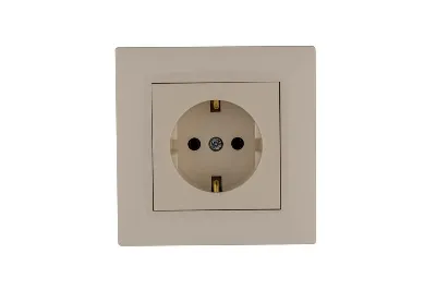 Розетка 1-м Karea RIZZ с заземл. керамика крем Makel 88010008
