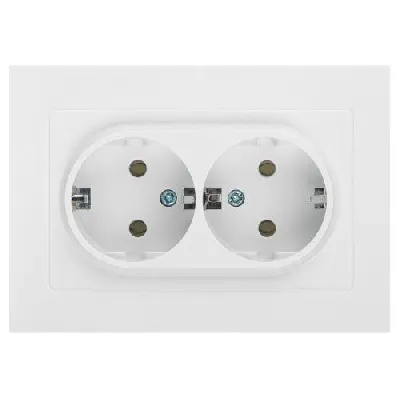 Розетка 2-м СП Accent 6-205-01 16А IP20 250В 2P+E Schuko AL/CU бел. Intro Б0063485
