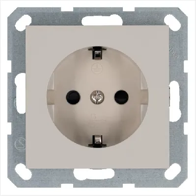 Розетка 1-м Shuko 16А IP20 с заземл. защ. шторки механизм тауп Jasmart G5501T