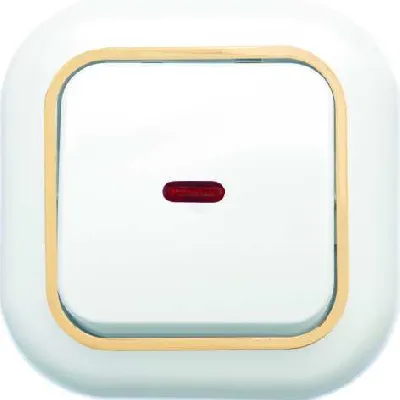Выключатель 1-кл. СП Валентина 10А IP20 С16-068 с индикацией бел./зол. Кунцево 7646
