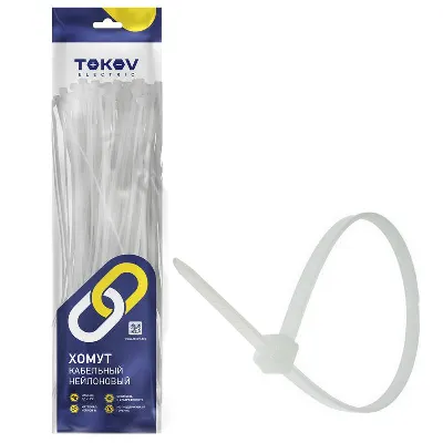 Хомут кабельный нейлоновый бел. 4.8х300 (уп.100шт) TOKOV ELECTRIC TKE-HNS-4.8-300-W/100