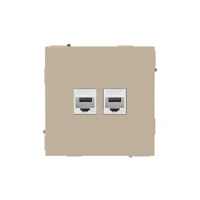 Розетка компьютерная 2-м KANT RJ45 кат.5E без шторки ванильн. марципан DKC 7015664