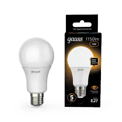 Лампа светодиодная Black 12Вт A60 грушевидная 3000К тепл. бел. E27 1150лм GAUSS 102502112
