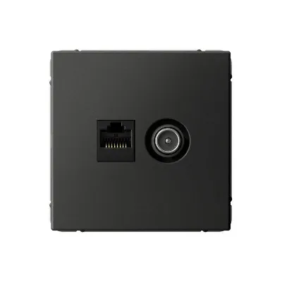 Розетка компьютерная + телевизионная 2-м СП ArtGallery RJ45 кат.5E + TV механизм базальт SE GAL001489