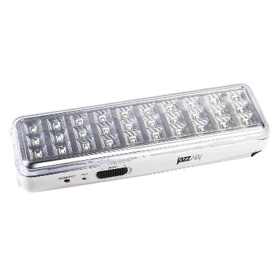 Фонарь-светильник аккумуляторный Accu9-L30-wh аварийный 30SMD яркий 300лм 2ч/эконом 90лм 6ч 220В аккум. Li-ion 3.7В 1.2А.ч бел. JazzWay 5024533
