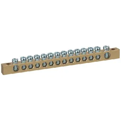 Шина NO-122-06 PEN "земля-ноль" 6х9мм 14/2 с креплениями по краям латунь ЭРА Б0047220